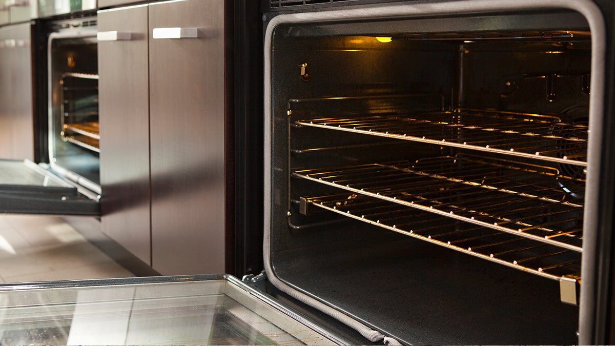 The inside of an old stove.