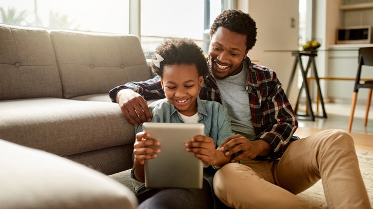 Father reading with his child